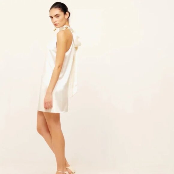 Reformation Ivory Corinth Silk Dress S